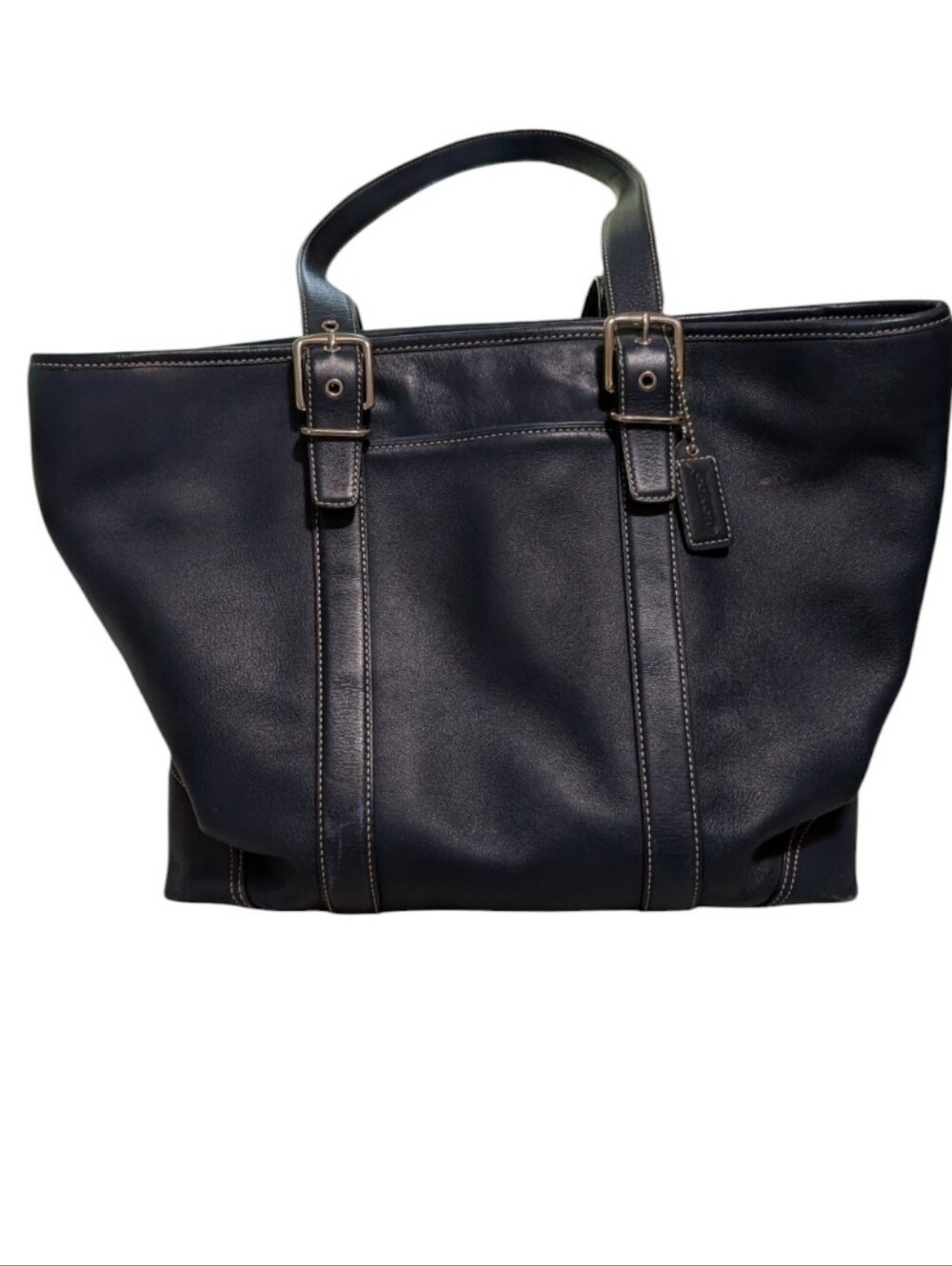 Coach Vintage Hamptons Large navy Leather Tote Shoulder Bag Purse 6491 Carryall - Picture 13 of 13